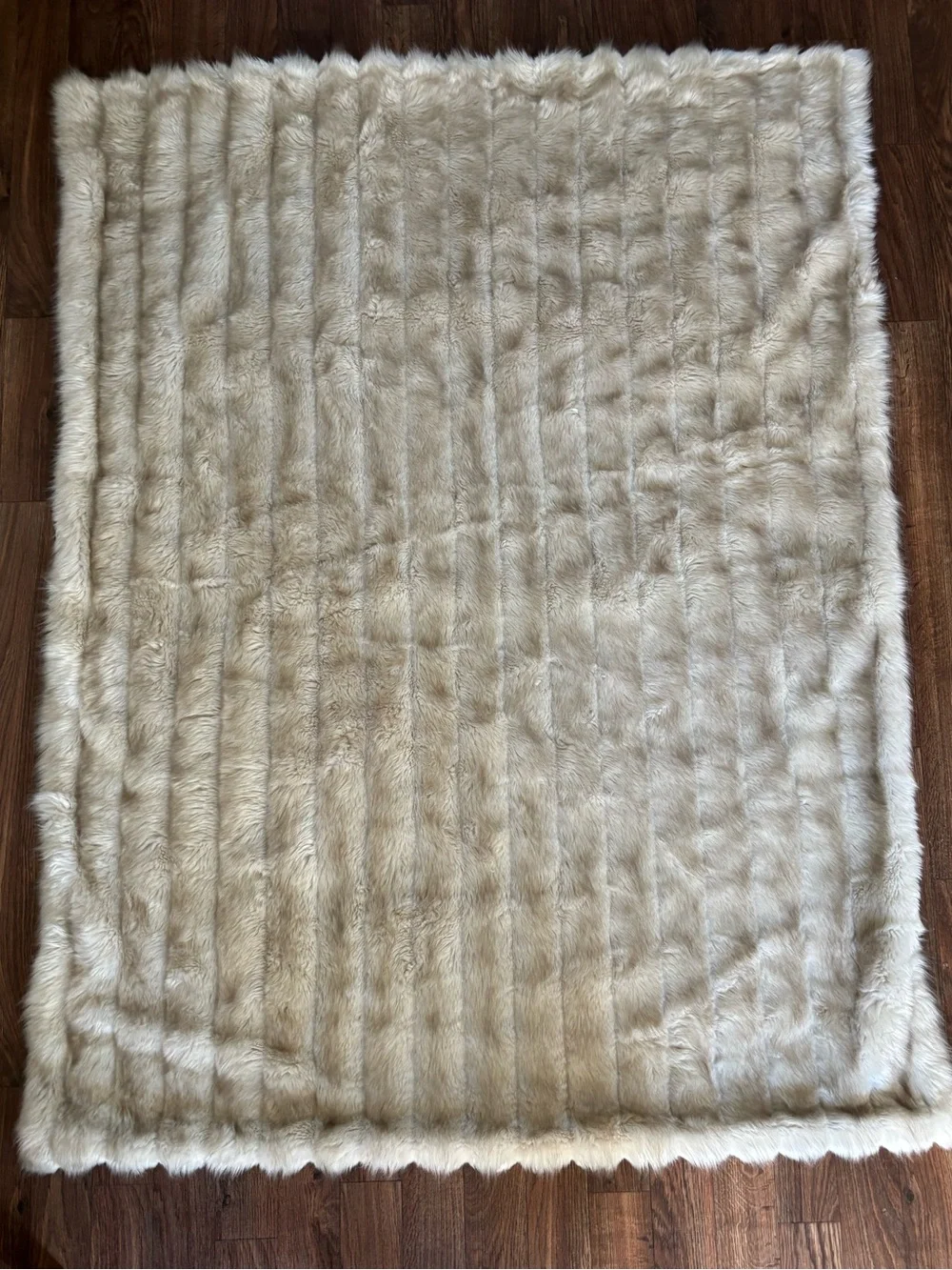 Restoration Hardware RH Ultimate Faux Fur Plush Throw Blanket In Grey Wolf 60x80